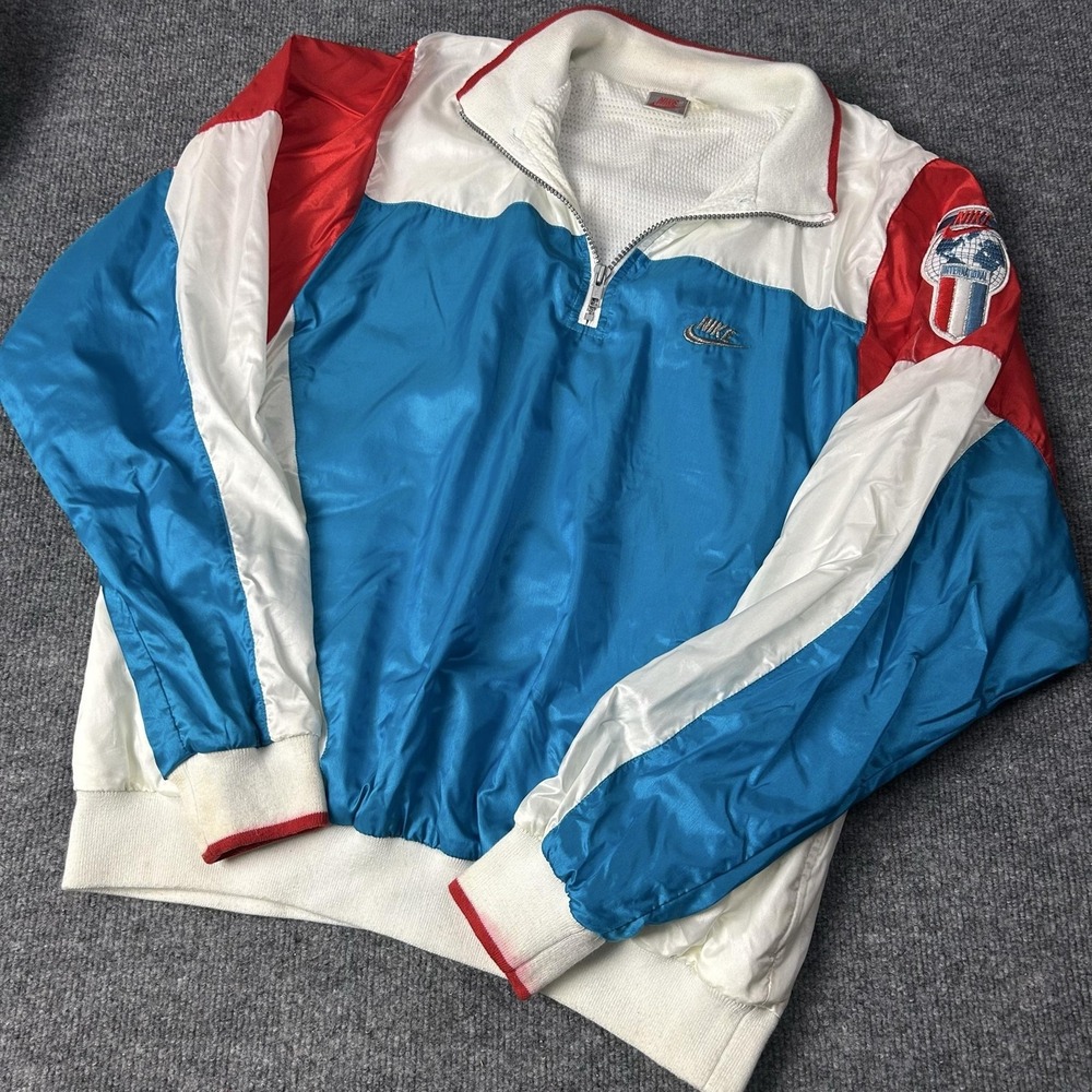 Vintage Nike International Jacket Mens Large Red White Blue Windbreaker 80s